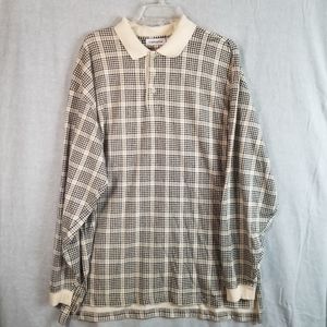 Claiborne Men's XL Collared Shirt Houndstooth Long‎ Sleeves Cotton Preppy Plaid